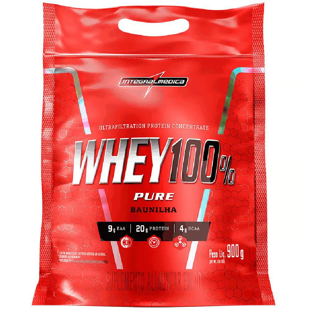 WHEY 100% REFIL (907G) BAUNILHA - INTEGRALMEDICA