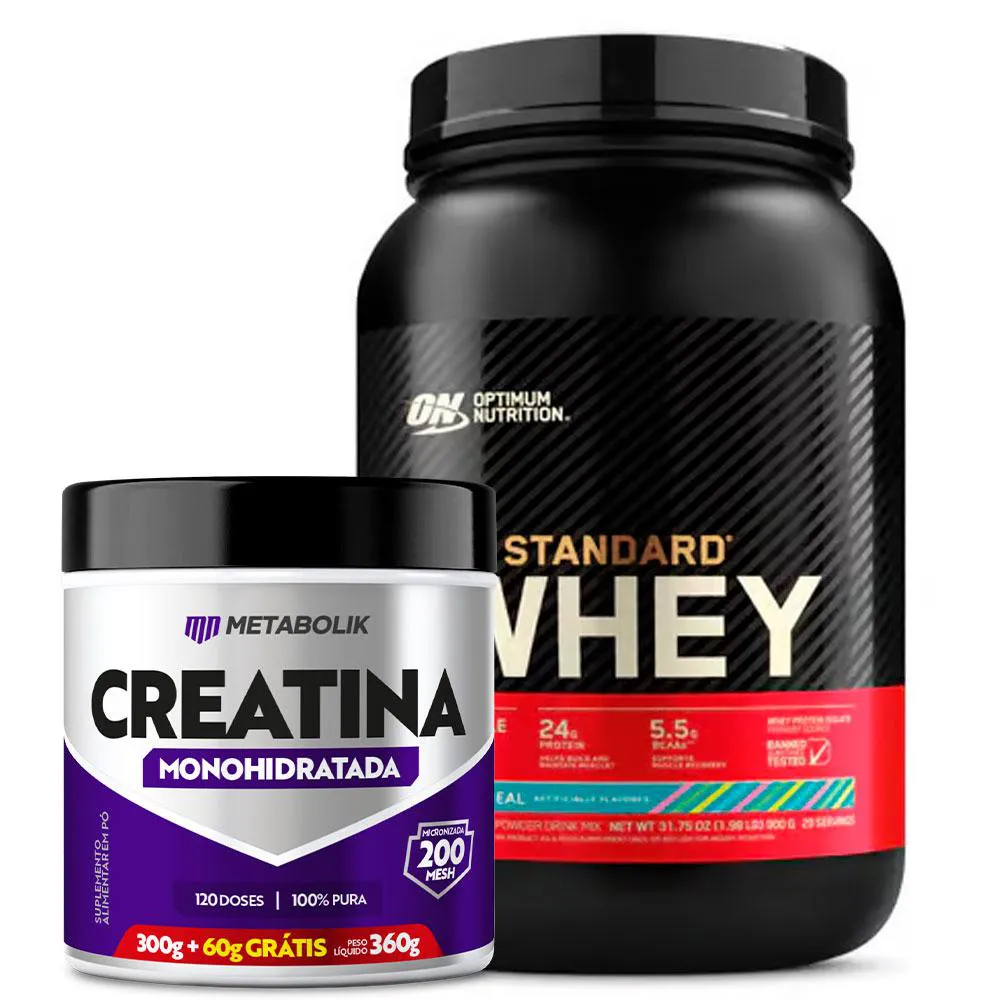 WHEY FRUITY CEREAL (907G) OPTIMUM + CREATINA (360G) METABOLIK