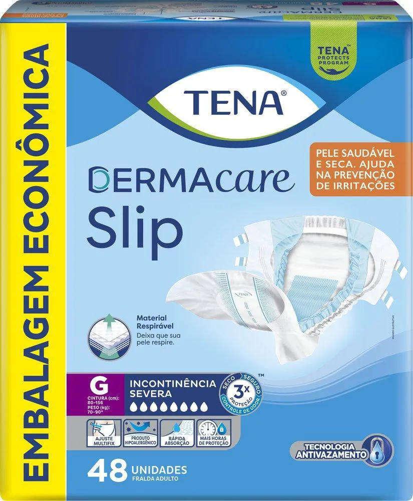FRALDA GERIáTRICA TENA SLIP DERMACARE G 48 UNIDADES