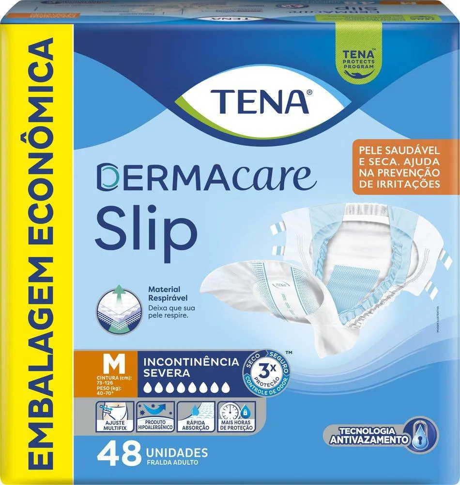 FRALDA GERIáTRICA TENA SLIP DERMACARE M 48 UNIDADES