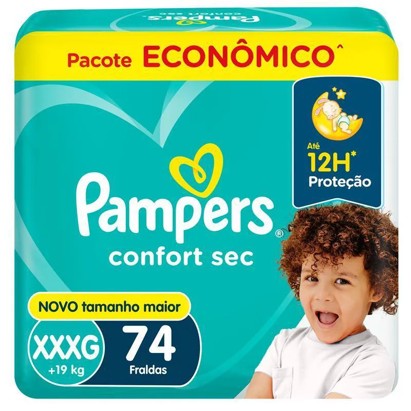 FRALDA PAMPERS CONFORT SEC TAMANHO XXXG 74 UNIDADES