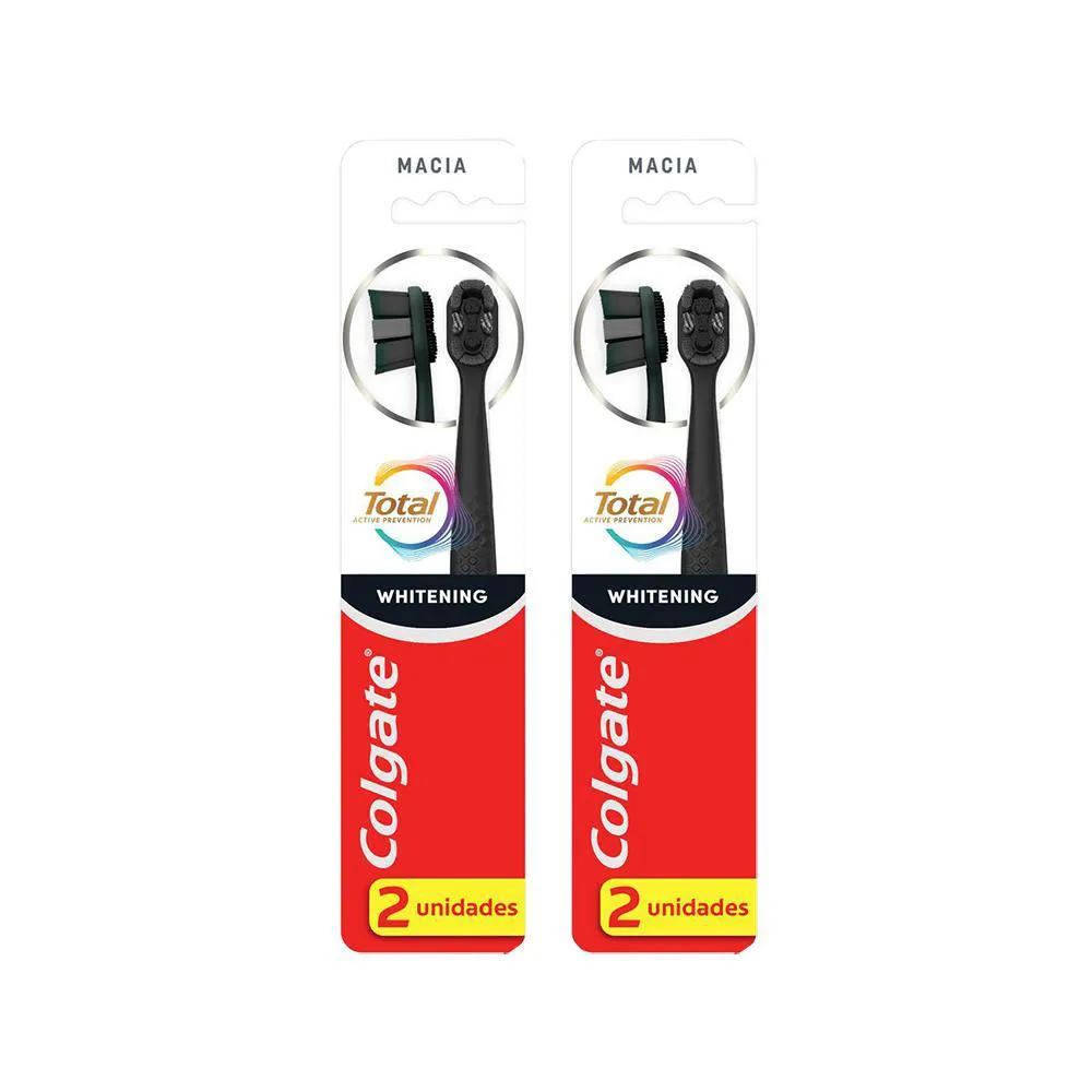 KIT 2 ESCOVA DE DENTE COLGATE TOTAL WHITENING 2 UNIDADES