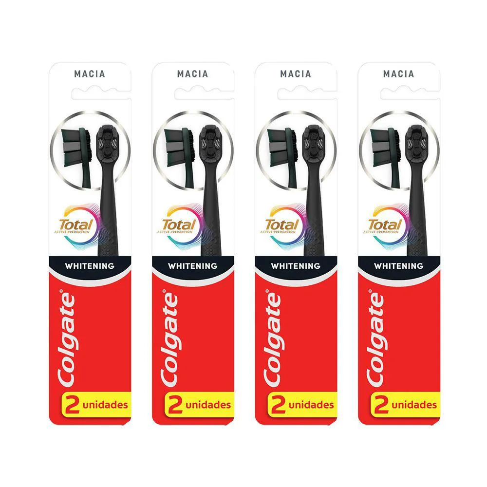 KIT 4 ESCOVA DE DENTE COLGATE TOTAL WHITENING 2 UNIDADES