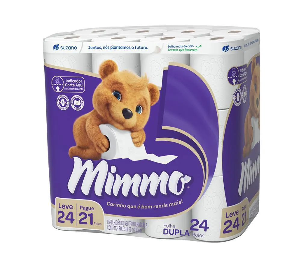 PAPEL HIGIêNICO MIMMO FOLHA DUPLA 30M LEVE 24 PAGUE 21