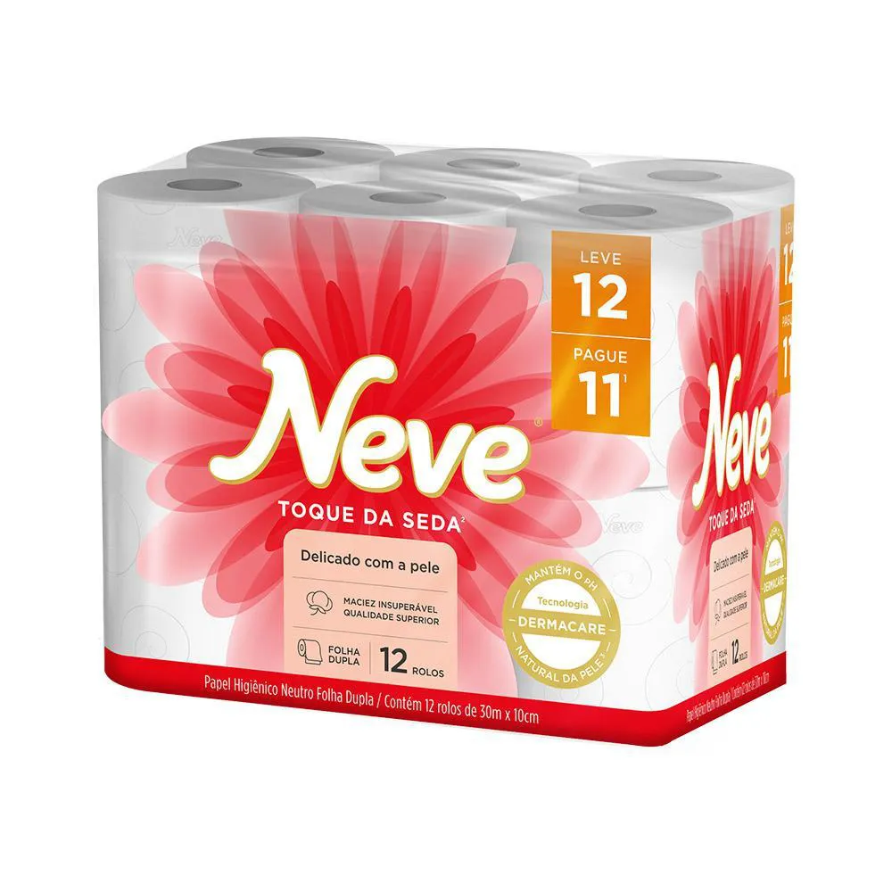 PAPEL HIGIêNICO NEVE TOQUE DE SEDA FOLHA DUPLA LEVE 12 PAGUE 11