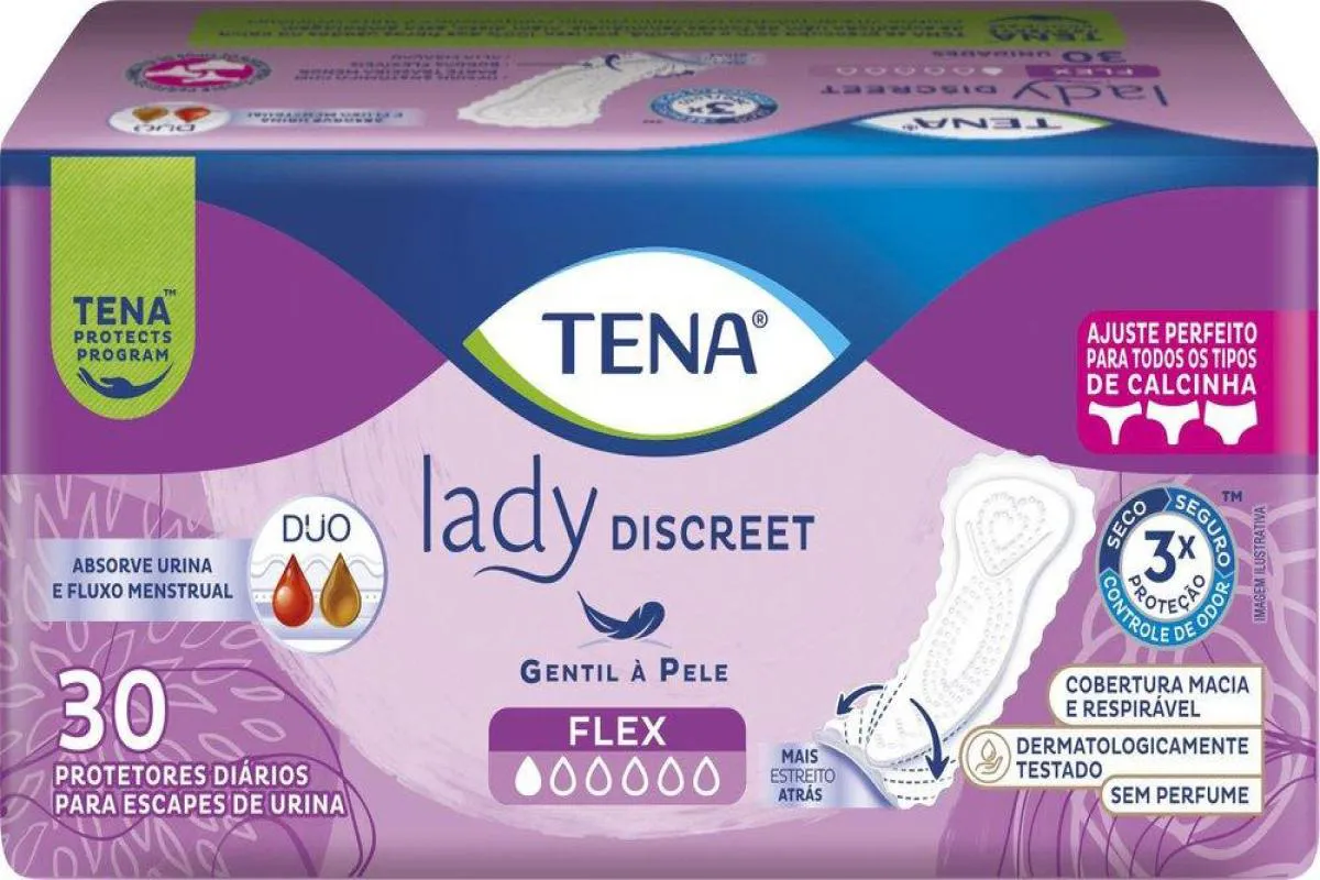 PROTETOR DIáRIO TENA LADY DISCREET FLEX 30 UNIDADES
