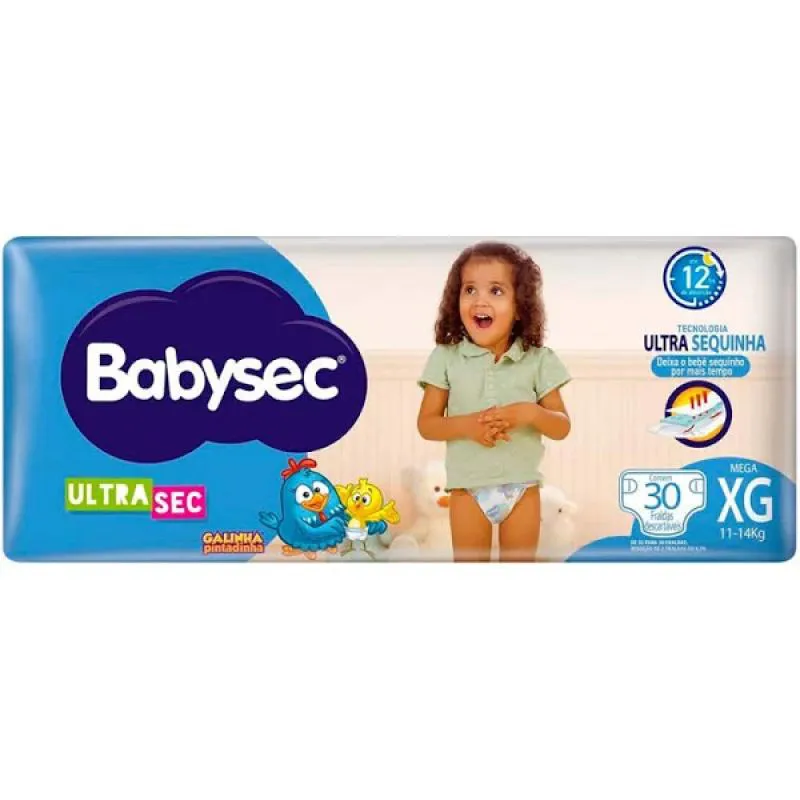 FRALDA BABYSEC GALINHA PINTADINHA ULTRASEC XG 30 UNIDADES