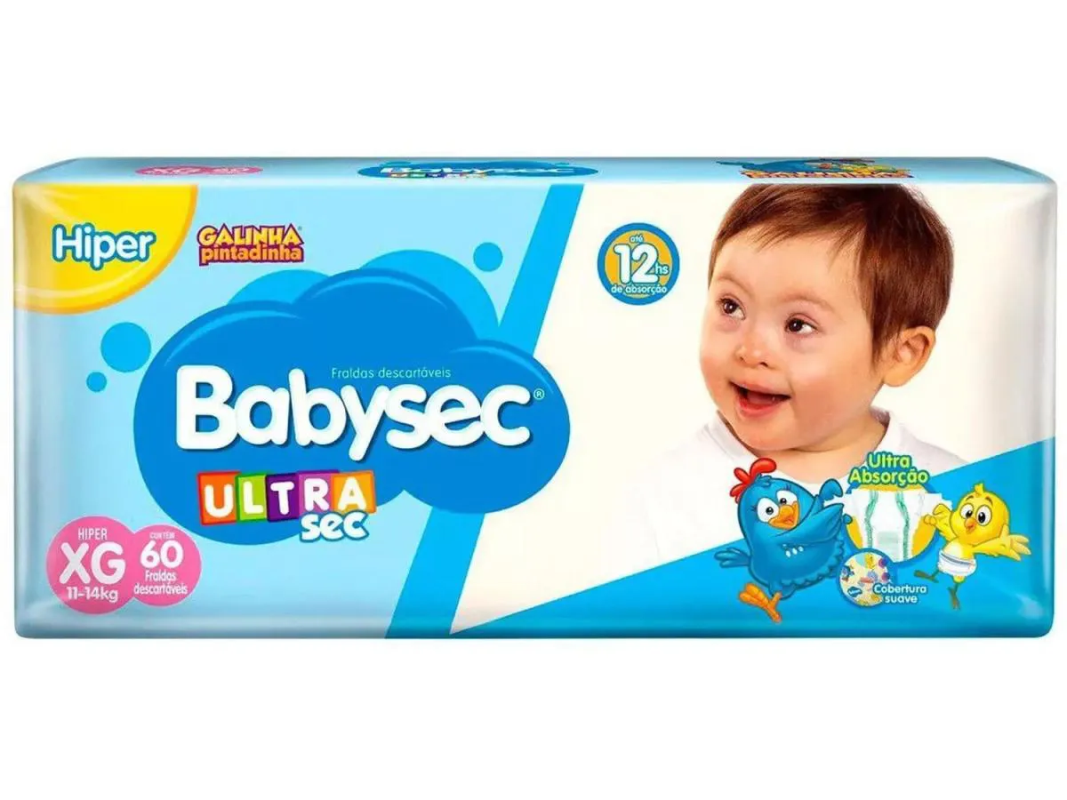 FRALDA BABYSEC ULTRASEC GALINHA PINTADINHA XG 60 UNIDADES