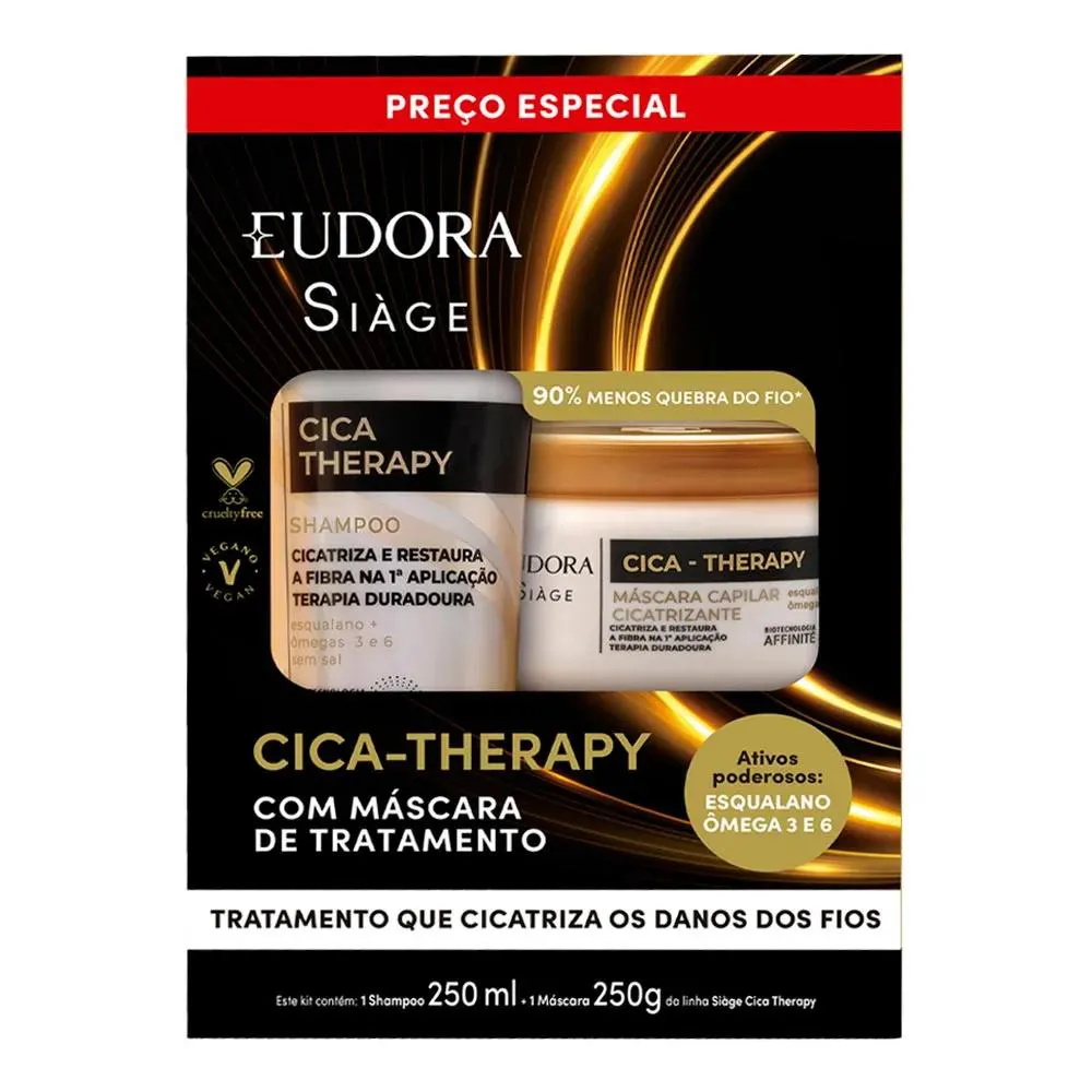 KIT SIàGE EUDORA CICA-THERAPY SHAMPOO 250ML + MáSCARA CAPILAR CICATRIZANTE 250G