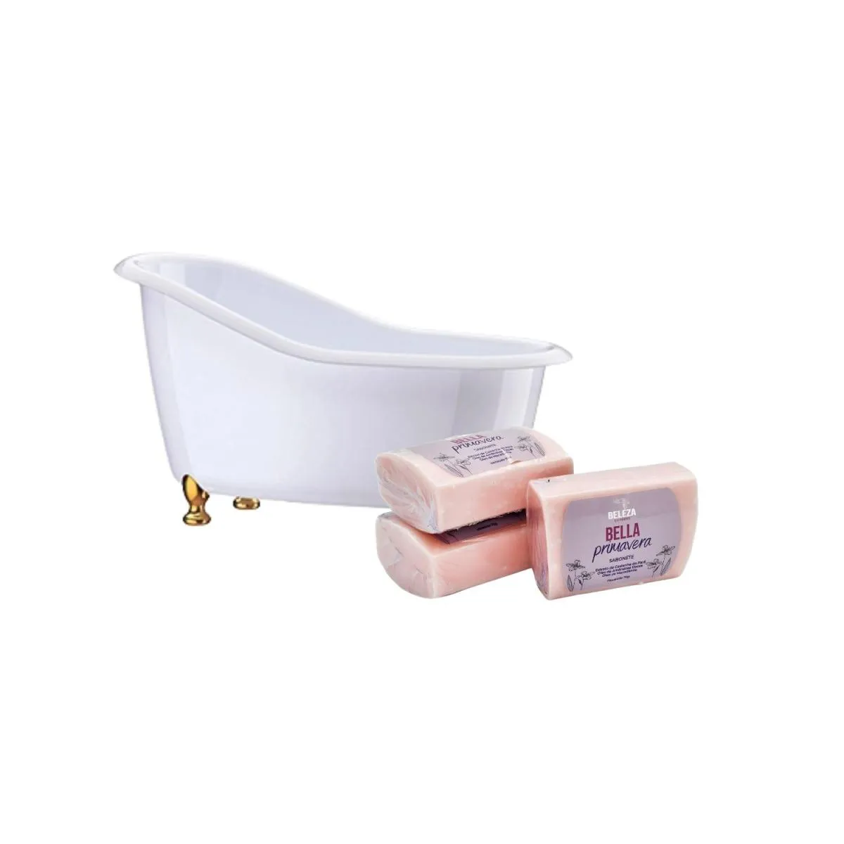 KIT SABONETEIRA BANHEIRA COM 3 SABONETES BELLA PRIMAVERA
