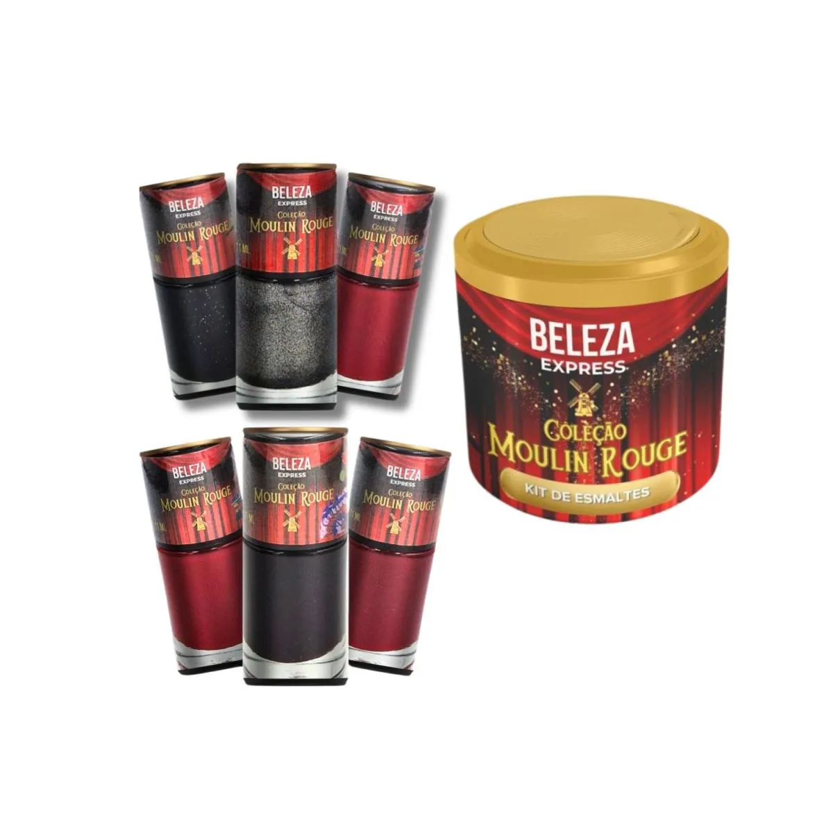 KIT DE ESMALTES COLEçãO MOULIN ROUGE BELEZA EXPRESS