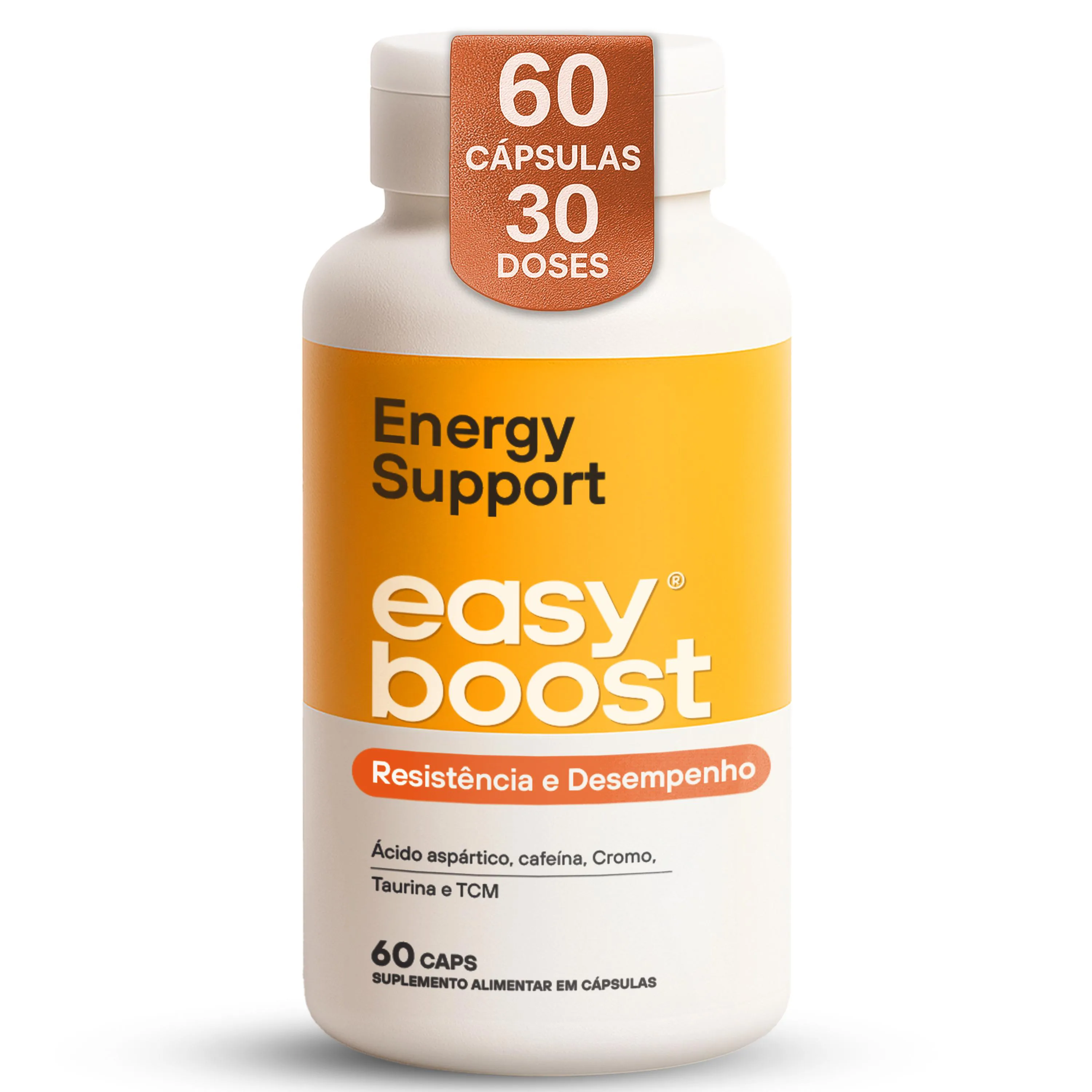 Energy Support Easy Boost, Cafeína Taurina Tcm Cromo 60 Cápsulas - Without flavor