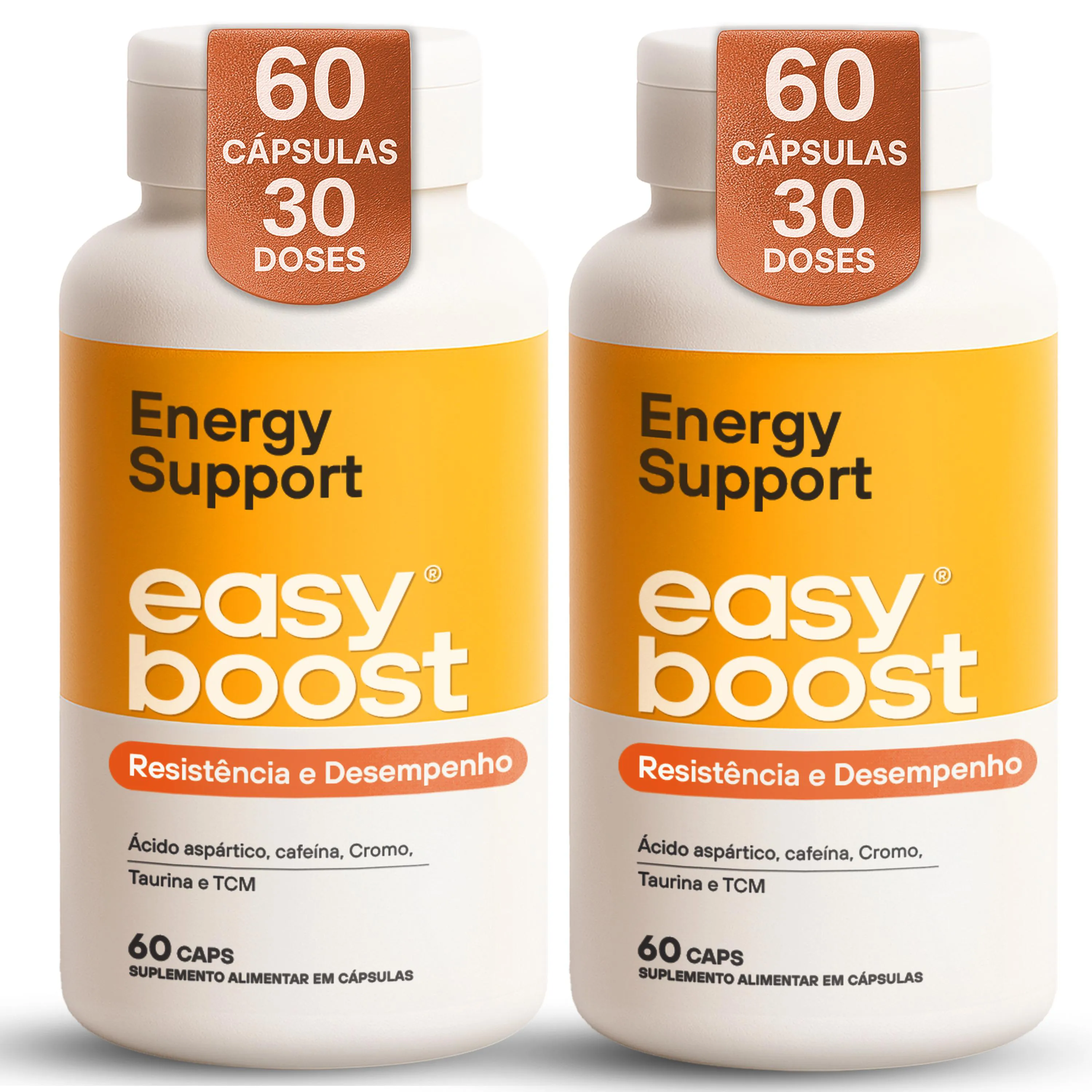Energy Support Easyboost, Cafeína Taurina Cromo Kit 2x 120 Cápsulas