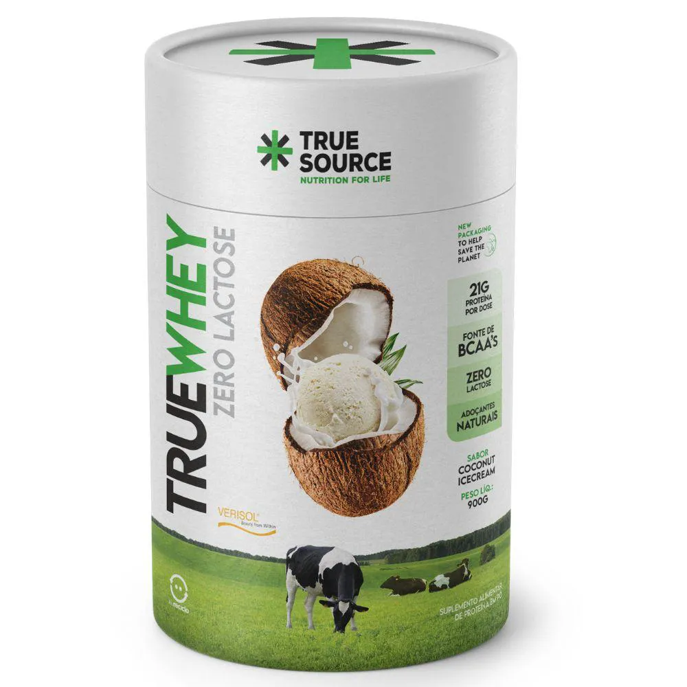 TRUE WHEY CONCENTRADO SEM LACTOSE COCONUT 900G - TRUE SOURCE