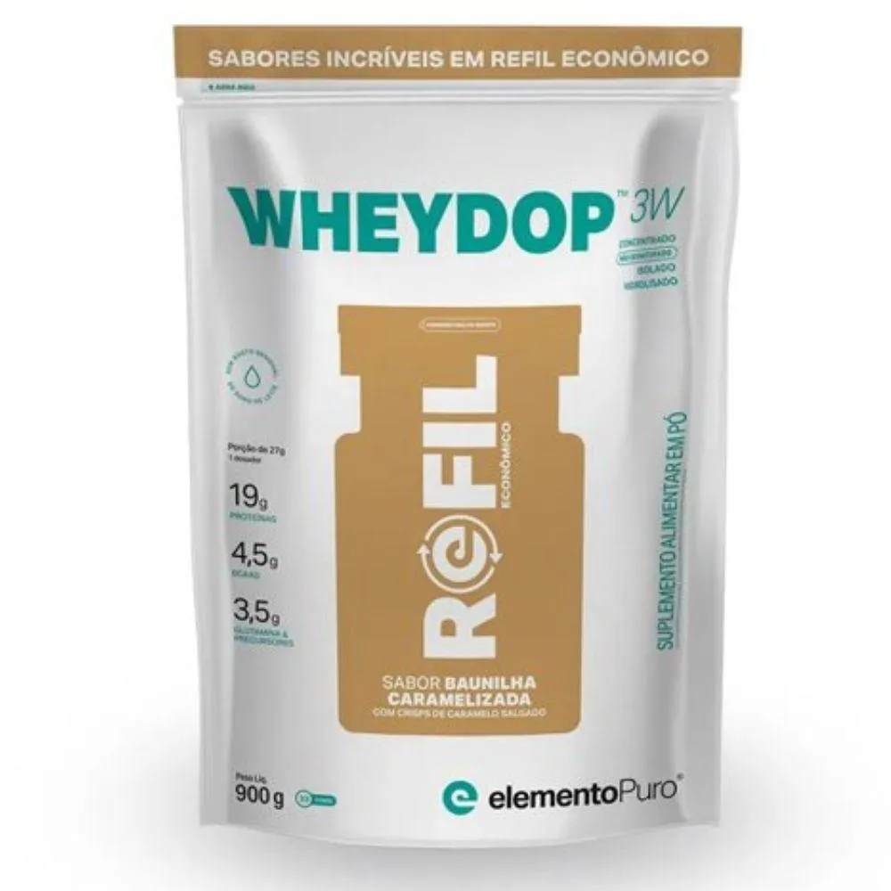 WHEYDOP 3W WHEY ISOLADO 900G BAUNILHA REFIL - ELEMENTO PURO