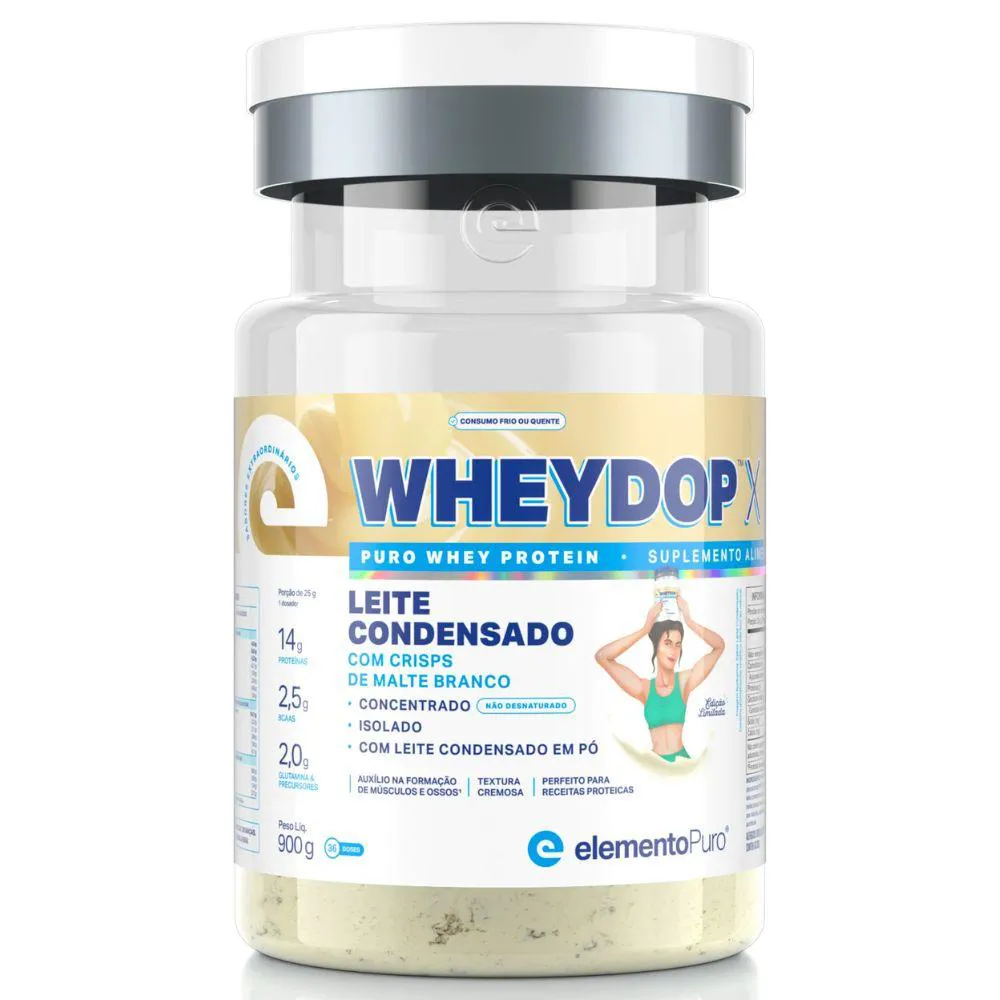 WHEYDOP X WHEY ISOLADO 900G LEITE CONDENSADO - ELEMENTO PURO