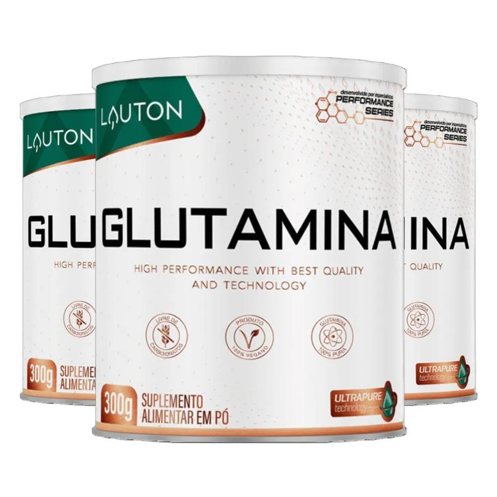 KIT 3X GLUTAMINA ULTRAPURE PERFORMANCE SERIES 300G - LAUTON