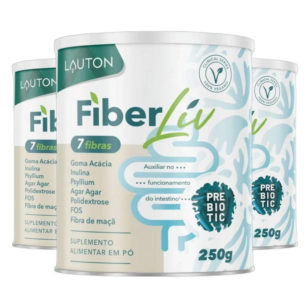 KIT 3X FIBERLIV PREBIOTIC 7 FIBRAS 250G - LAUTON