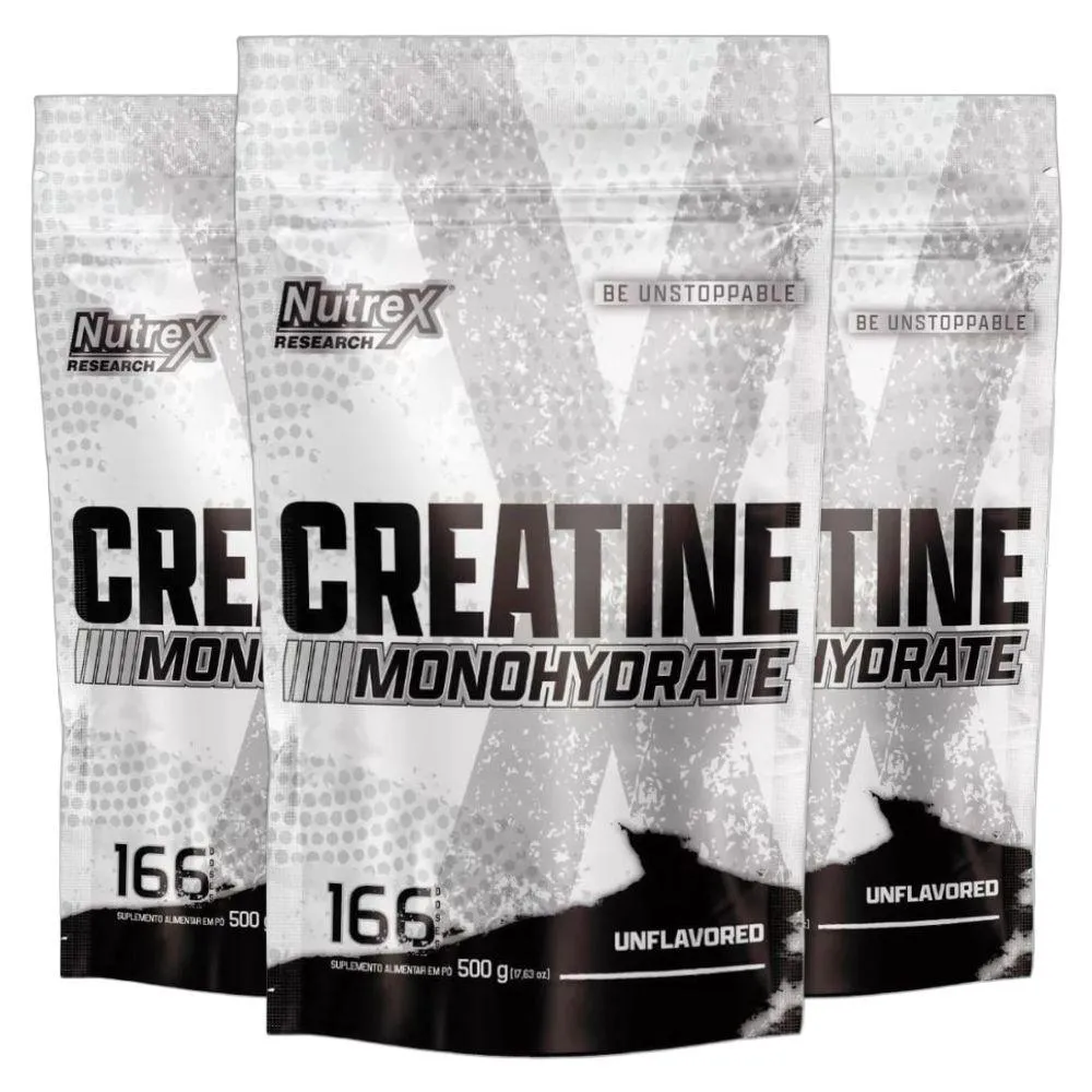 KIT 3X CREATINA MONOHIDRATADA PURA 500G REFIL - NUTREX