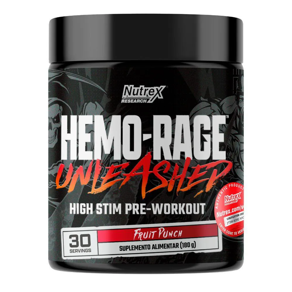 PRE TREINO HEMO RAGE UNLEASHED 180G FRUIT PUNCH - NUTREX
