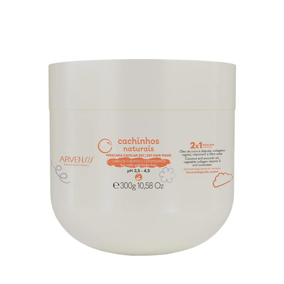 Máscara para Cabelos Arvensis 2x1 No Poo Cachinhos Naturais 300g 