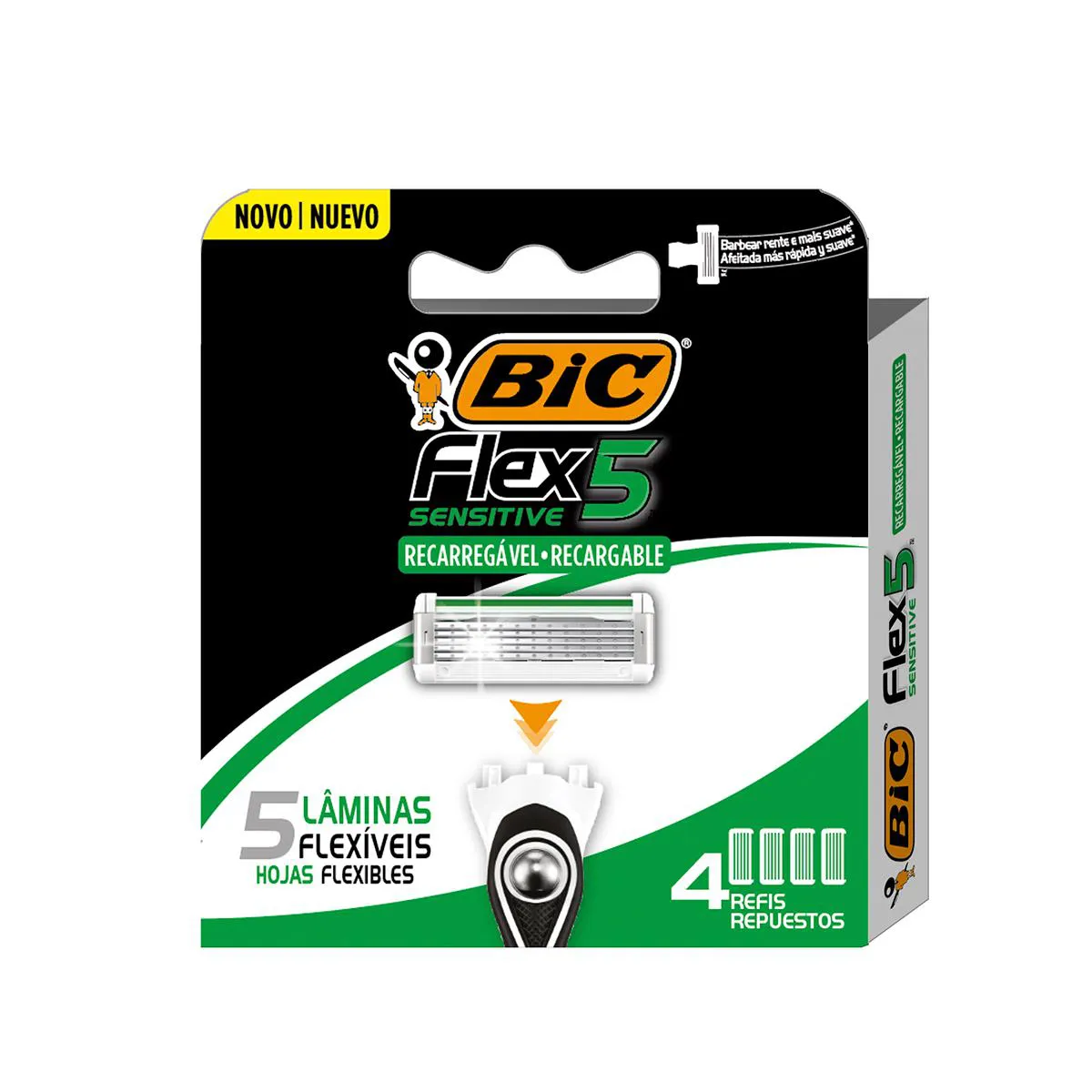 Refil para Aparelho de Barbear BIC Sensitive Flex 5 4 Cargas