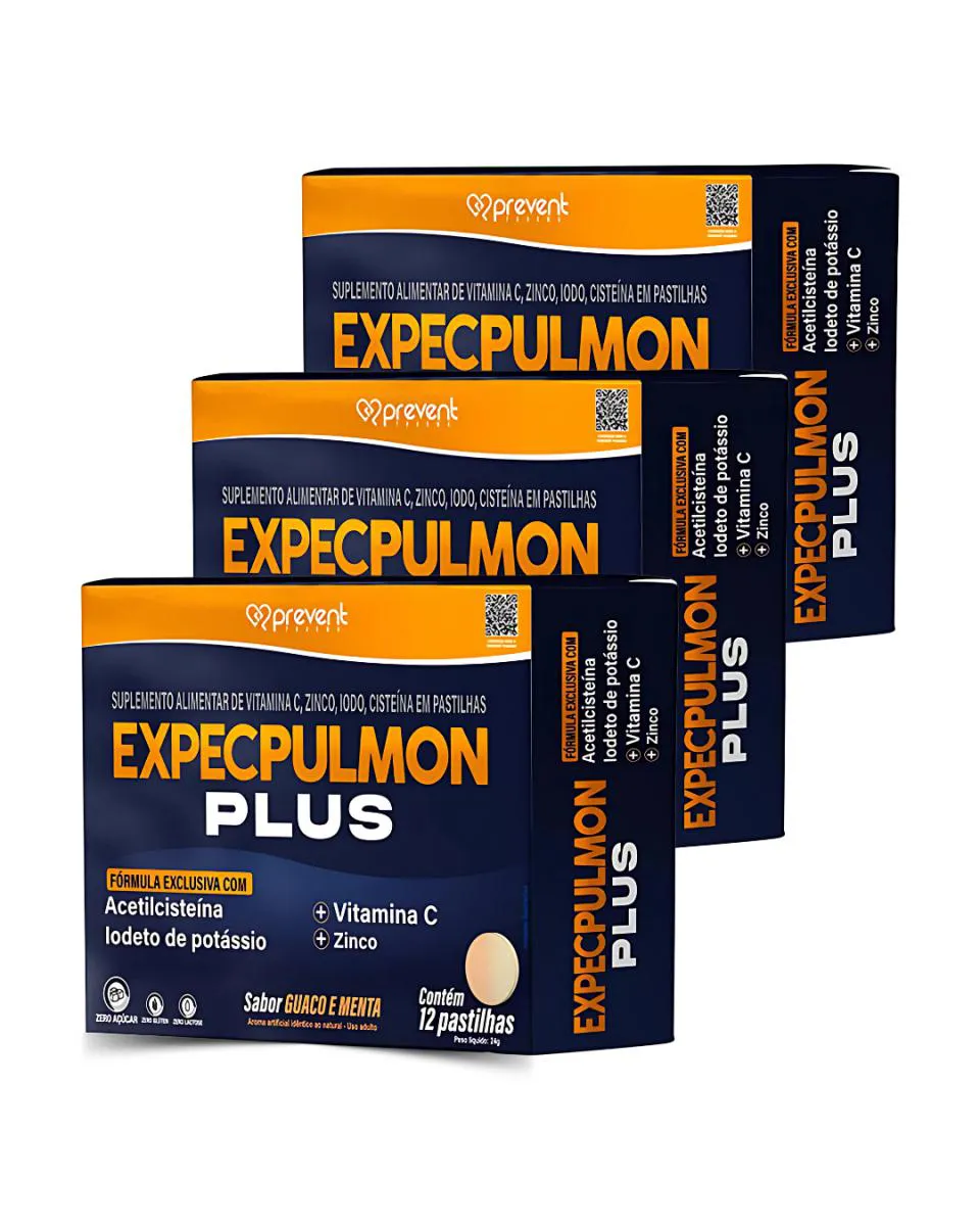 03UN EXPECPULMON PLUS VITAMINA C + ACETILCISTEíNA C/12 PASTILHAS PREVENT PHARMA