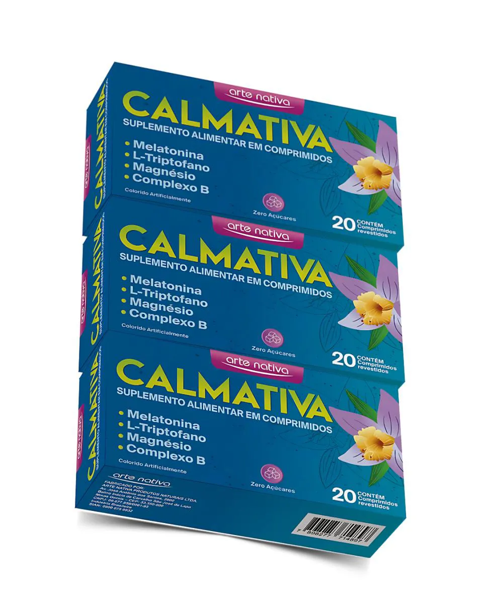 03UN MELATONINA B12 CALMATIVA ZERO AçúCAR C/ 20CP ARTE NATIVA