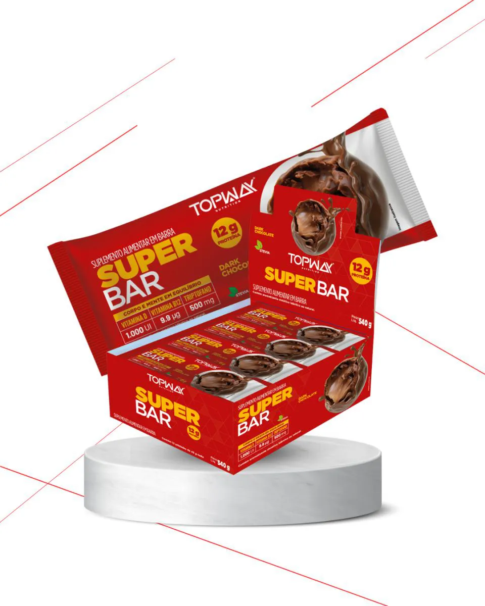 12UN BARRA PROTEICA SUPER BAR DARK CHOCOLATE 45G TOPWAY