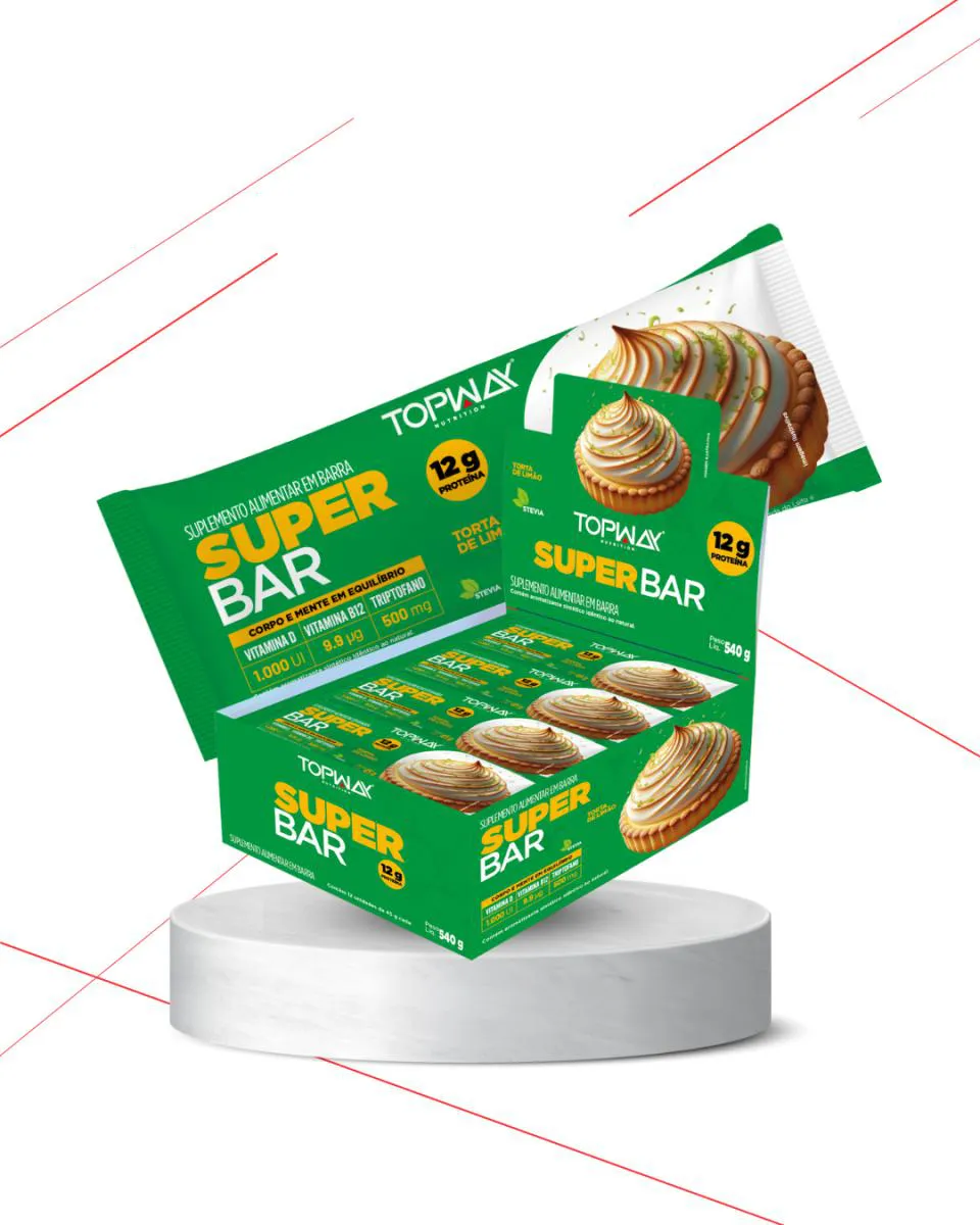 12UN BARRA PROTEICA SUPER BAR TORTA DE LIMãO 45G TOPWAY