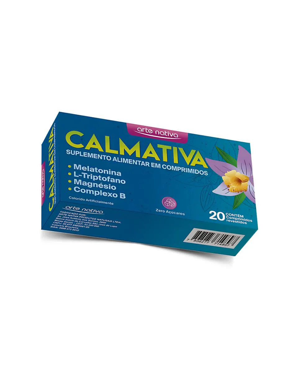 MELATONINA B12 CALMATIVA ZERO AçúCAR C/ 20CP ARTE NATIVA