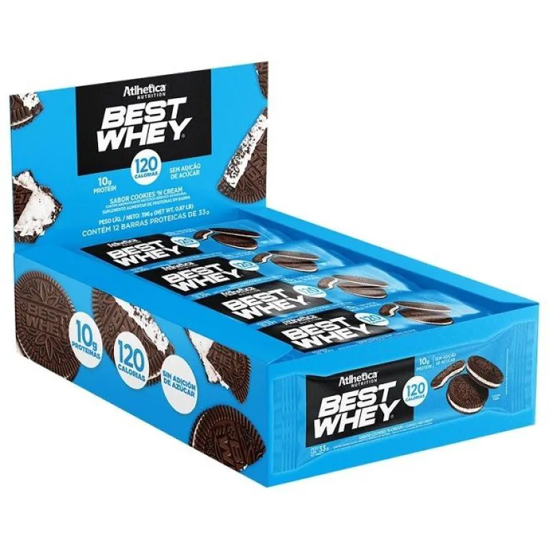 BEST WHEY BAR CAIXA COM 12 UNIDADES (396G) - SABOR: COOKIES E CREAM