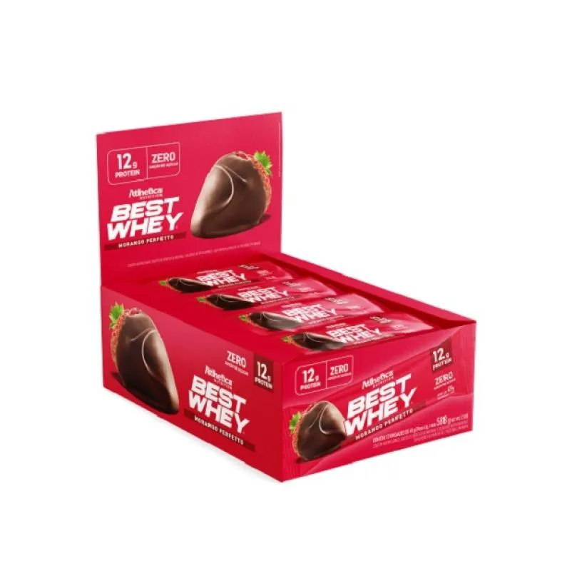 BEST WHEY BAR 744G (DISPLAY 12 UNIDADES DE 62G) - SABOR: MORANGO PERFEITO (588G)