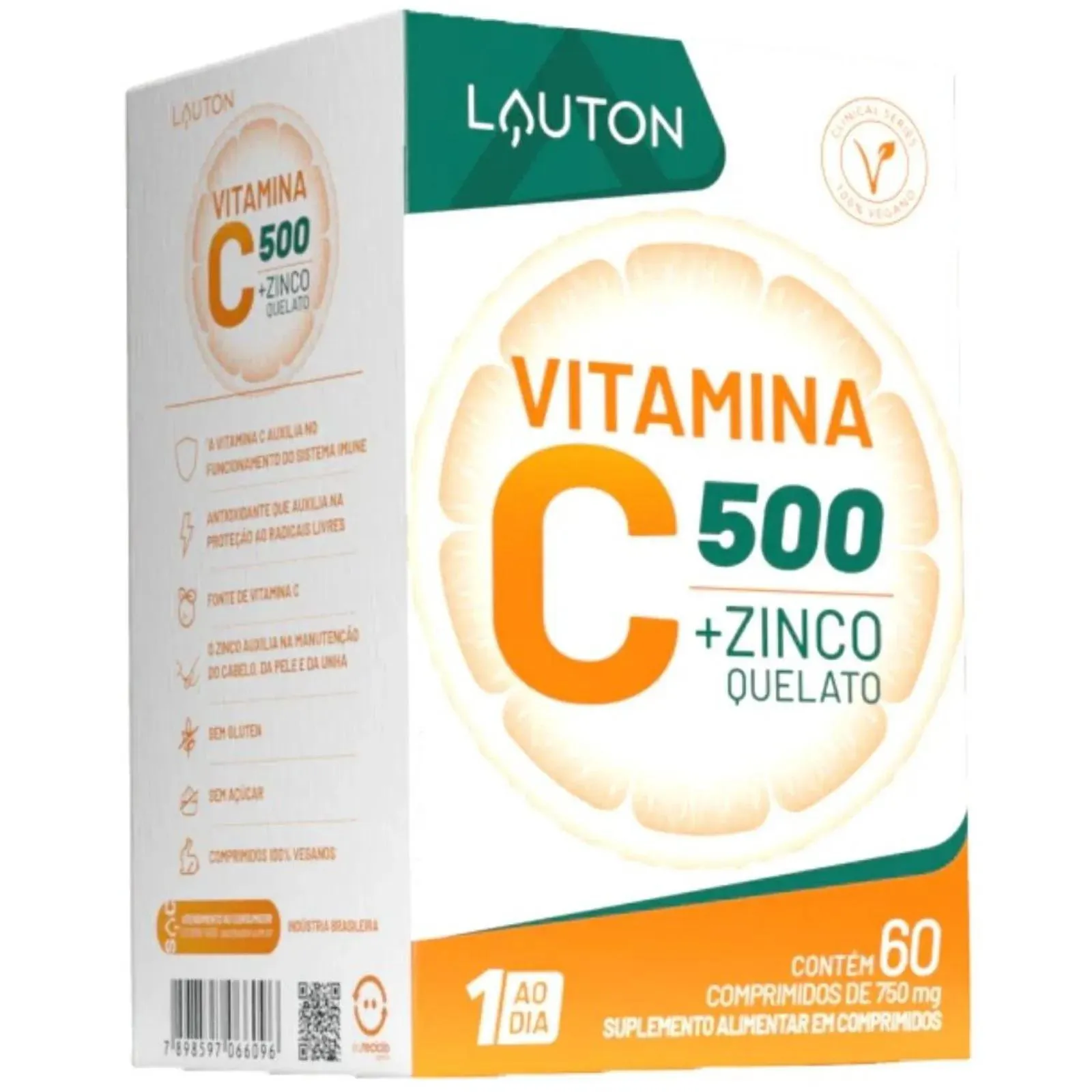 Vitamina C com Zinco 60 Cápsulas - Lauton