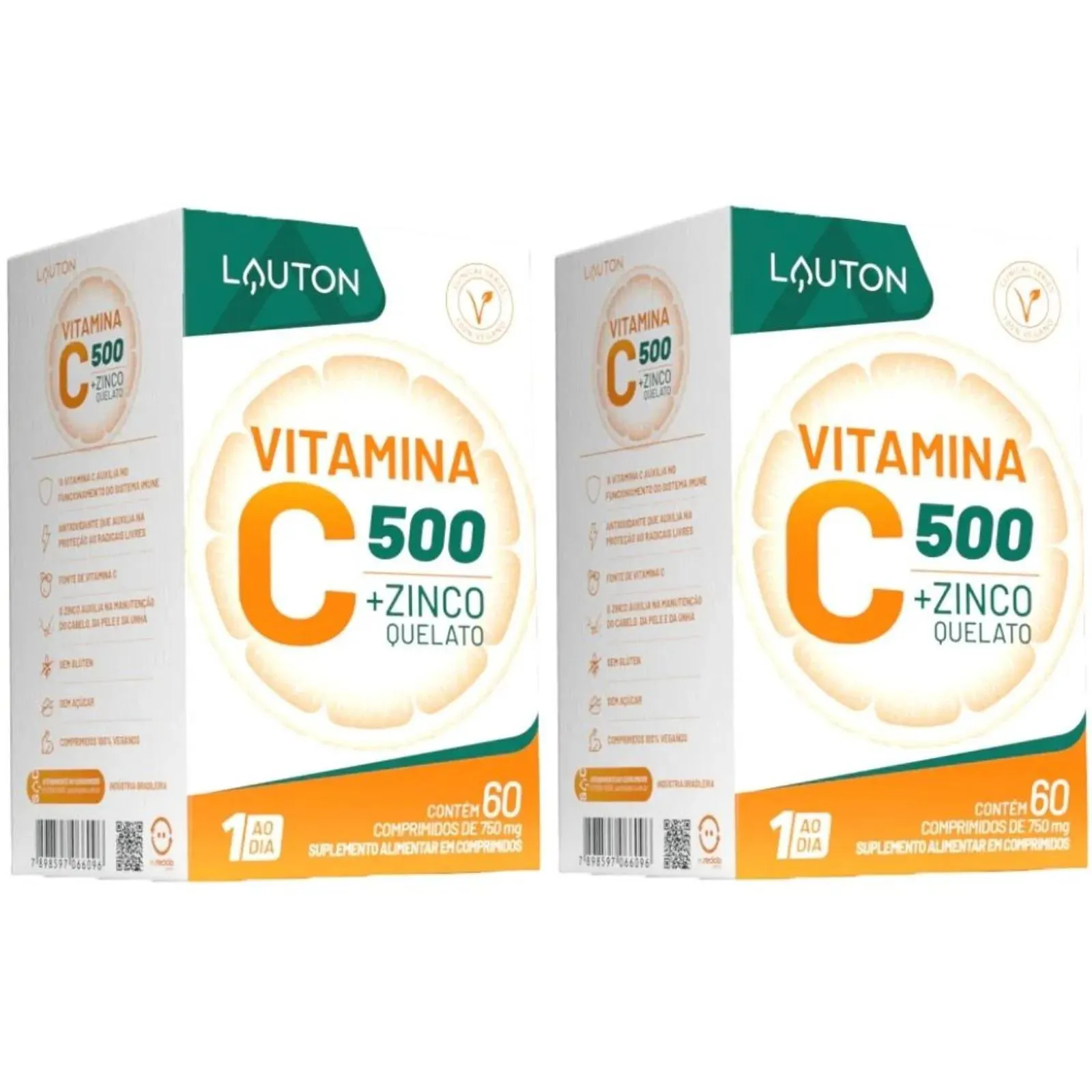 KIT 2X Vitamina C com Zinco 60 Cápsulas - Lauton