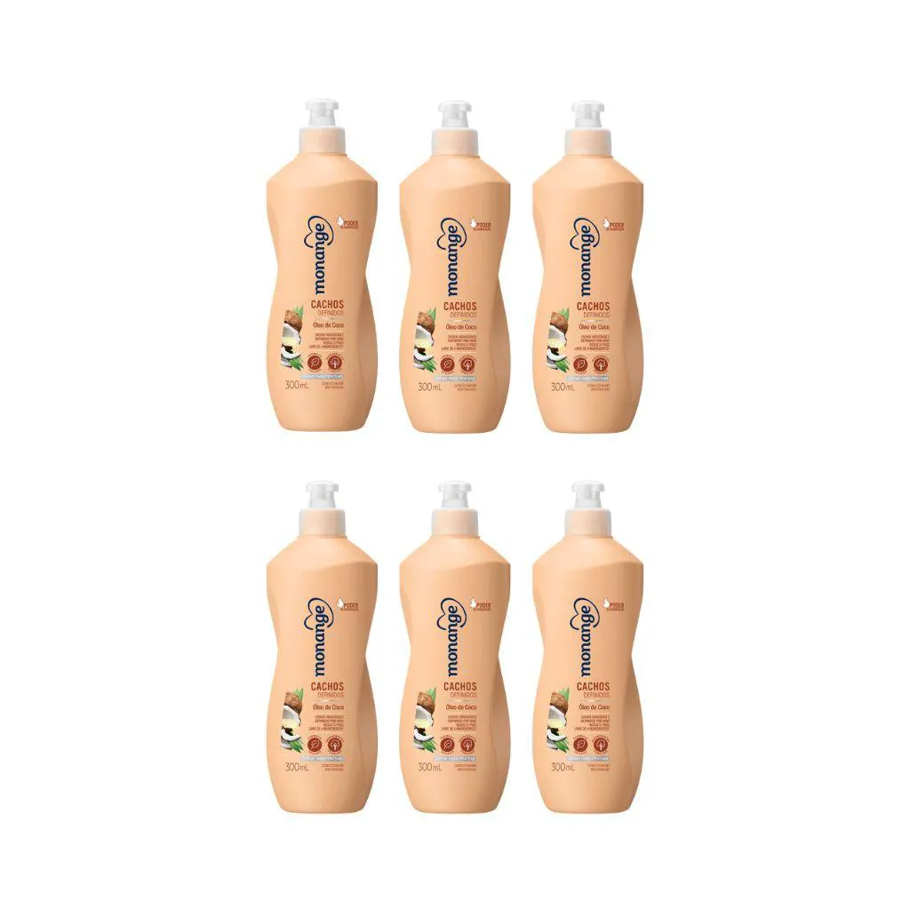 CREME PARA PENTEAR MONANGE 300ML CACHOS DEFINIDOS-KIT C/ 6UN