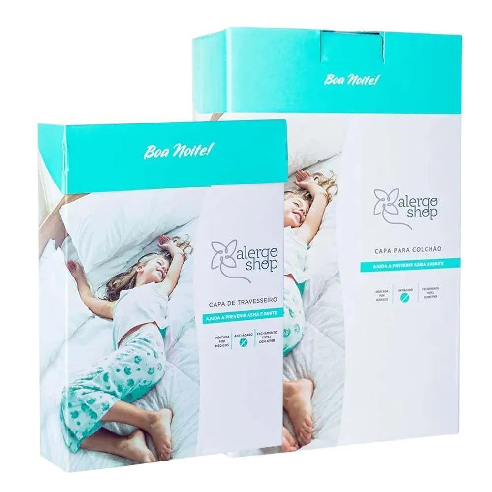 KIT CAPA TRAVESSEIRO + CAPA ANTIáCARO PARA COLCHãO SOLTEIRO SUPER SOFT ALERGOSHOP TAM 2