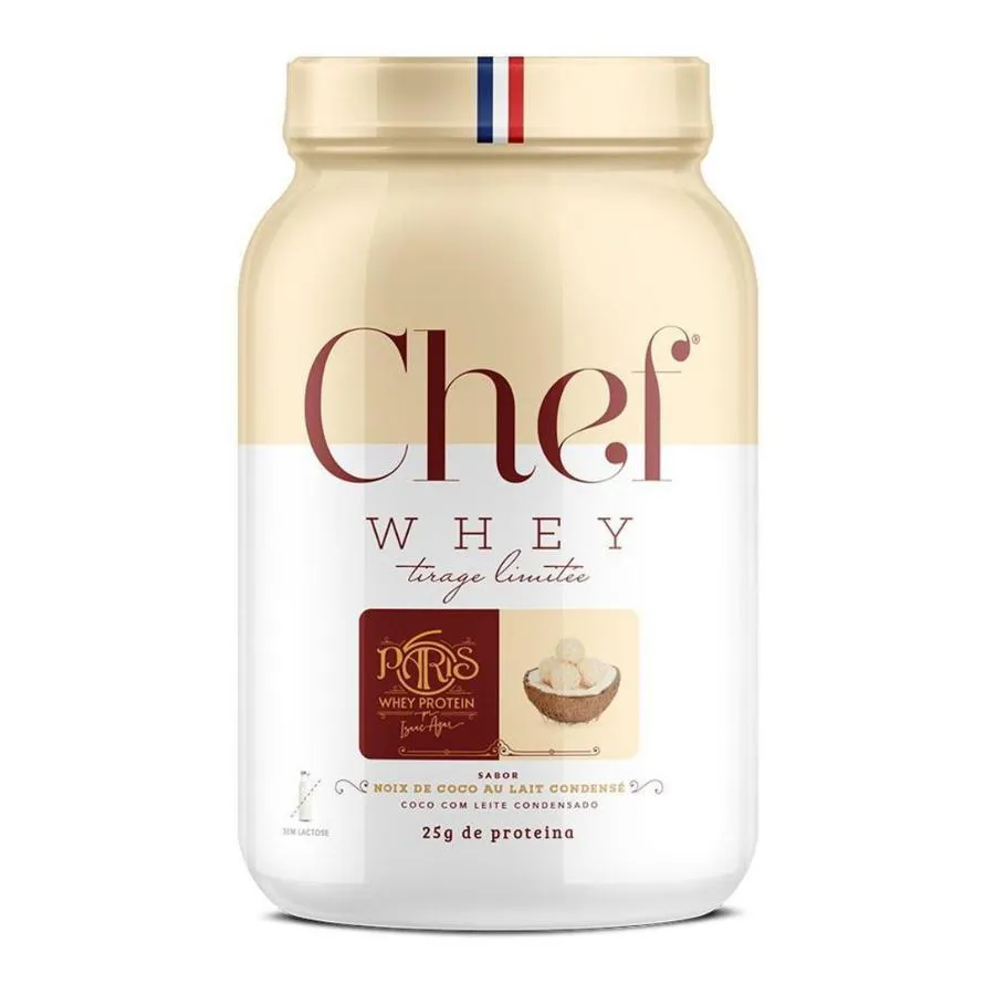 CHEF WHEY PROTEIN CONCENTRADO GOURMET PARIS 6 800G - SEM LACTOSE Coco COM Leite Condensado