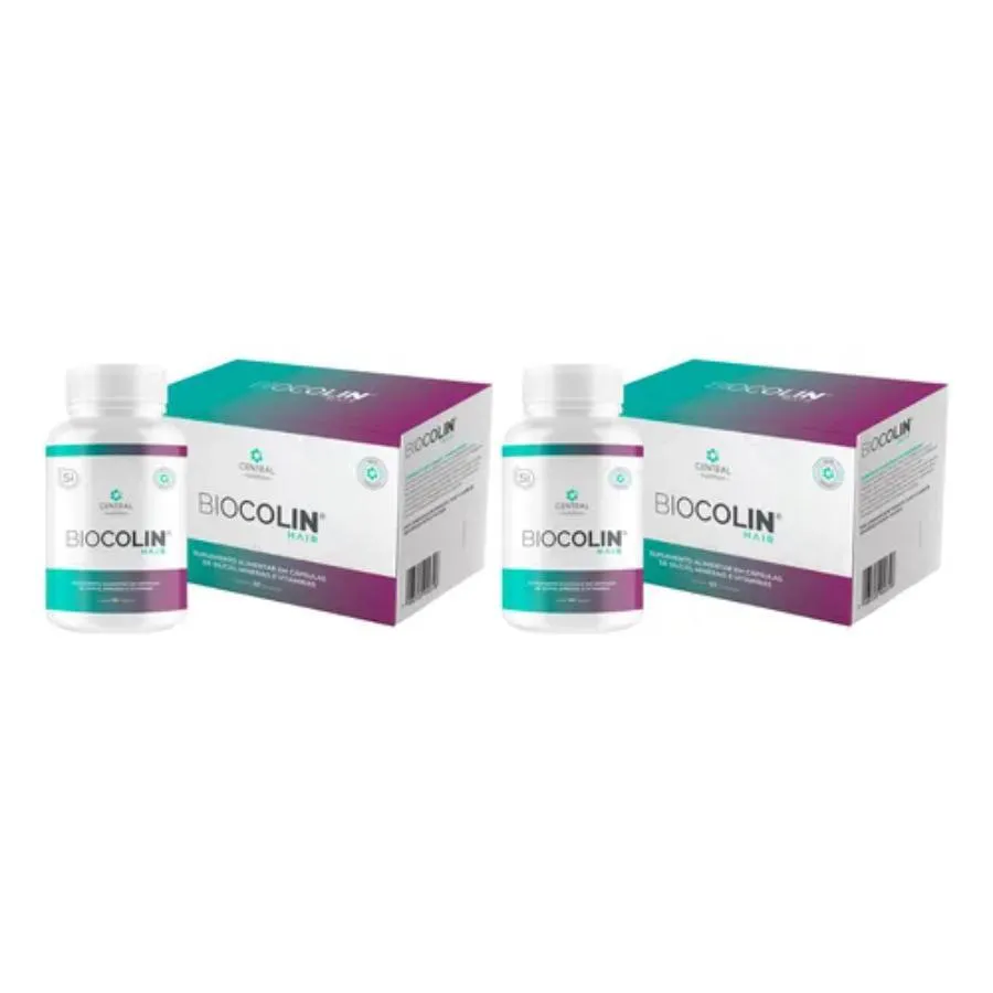 KIT COM 2 BIOCOLIN HAIR 500MG 60 CáPSULAS - CENTRAL NUTRITION