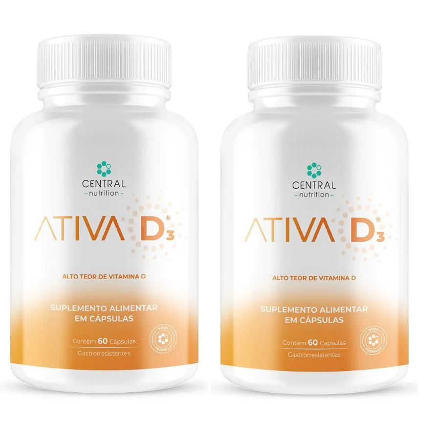 KIT COM 2 VITAMINA D3 ATIVA D3 60 CáPSULAS - CENTRAL NUTRITION