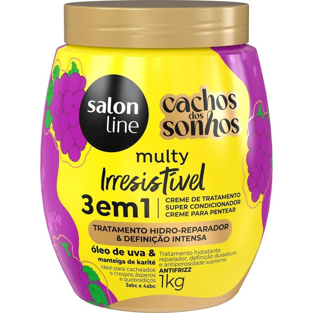 CREME TRATAMENTO SALON LINE CACHOS DOS SONHOS 3 EM 1 UVA - MULTY IRRESISTíVEL 1KG