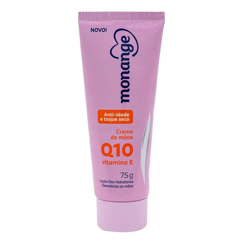 HIDRATANTE MONANGE EM CREME PARA MãOS ANTI-IDADE Q10 COM AçAO DESODORANTE VITAMINA E 75G