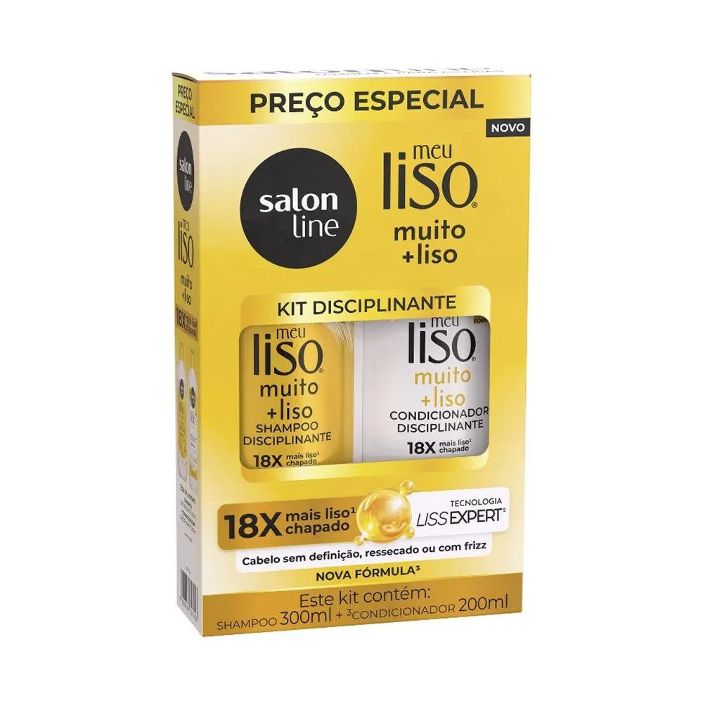 KIT SHAMPOO 300ML + CONDICIONADOR SALON LINE - MEU LISO MUITO + LISO, 200ML