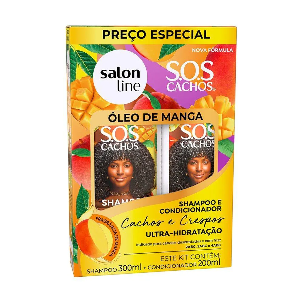 SHAMPOO 300ML + CONDICIONADOR SALON LINE SOS OLEO DE MANGA 200ML