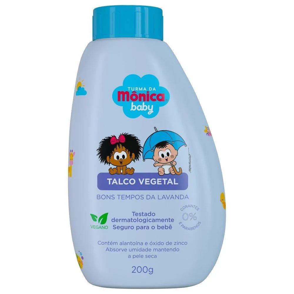 TALCO VEGETAL TURMA DA MôNICA BABY - BONS TEMOS DA LAVANDA 200G