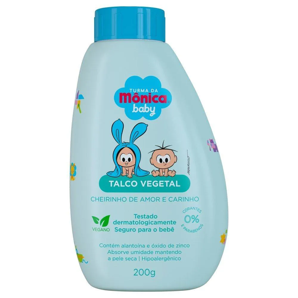 TALCO VEGETAL TURMA DA MôNICA BABY CHEIRINHO DE AMOR E CARINHO 200G
