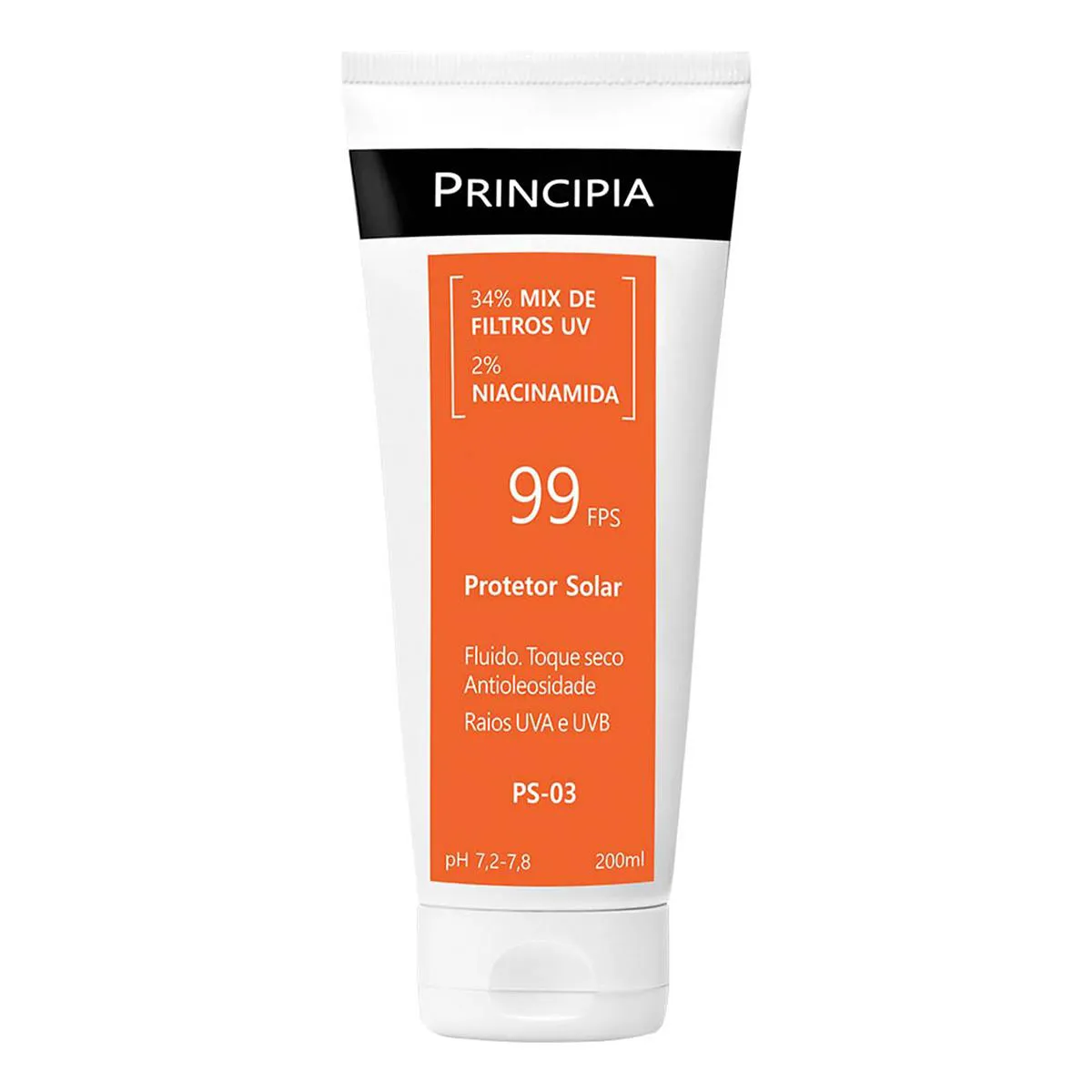 Protetor Solar Principia Skincare PS-03 34% Mix de Filtros UV + 2% Niacinamida FPS 99 200ml