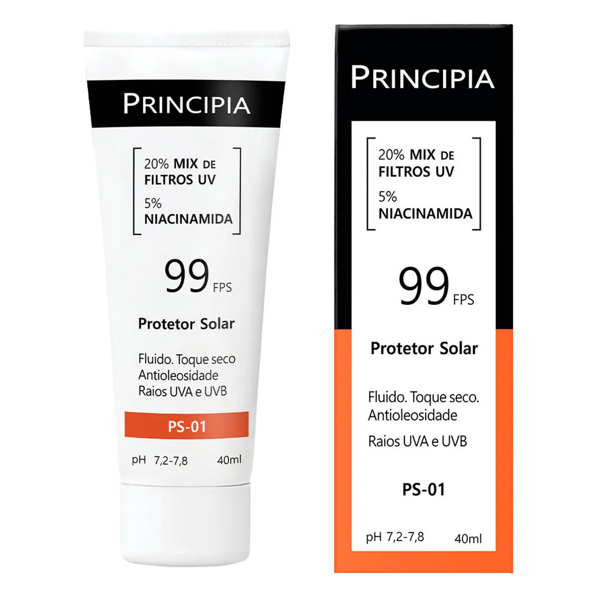 Protetor Solar Facial Principia Skincare PS-01 20% Mix de Filtros UV + 5% Niacinamida FPS 99 40ml