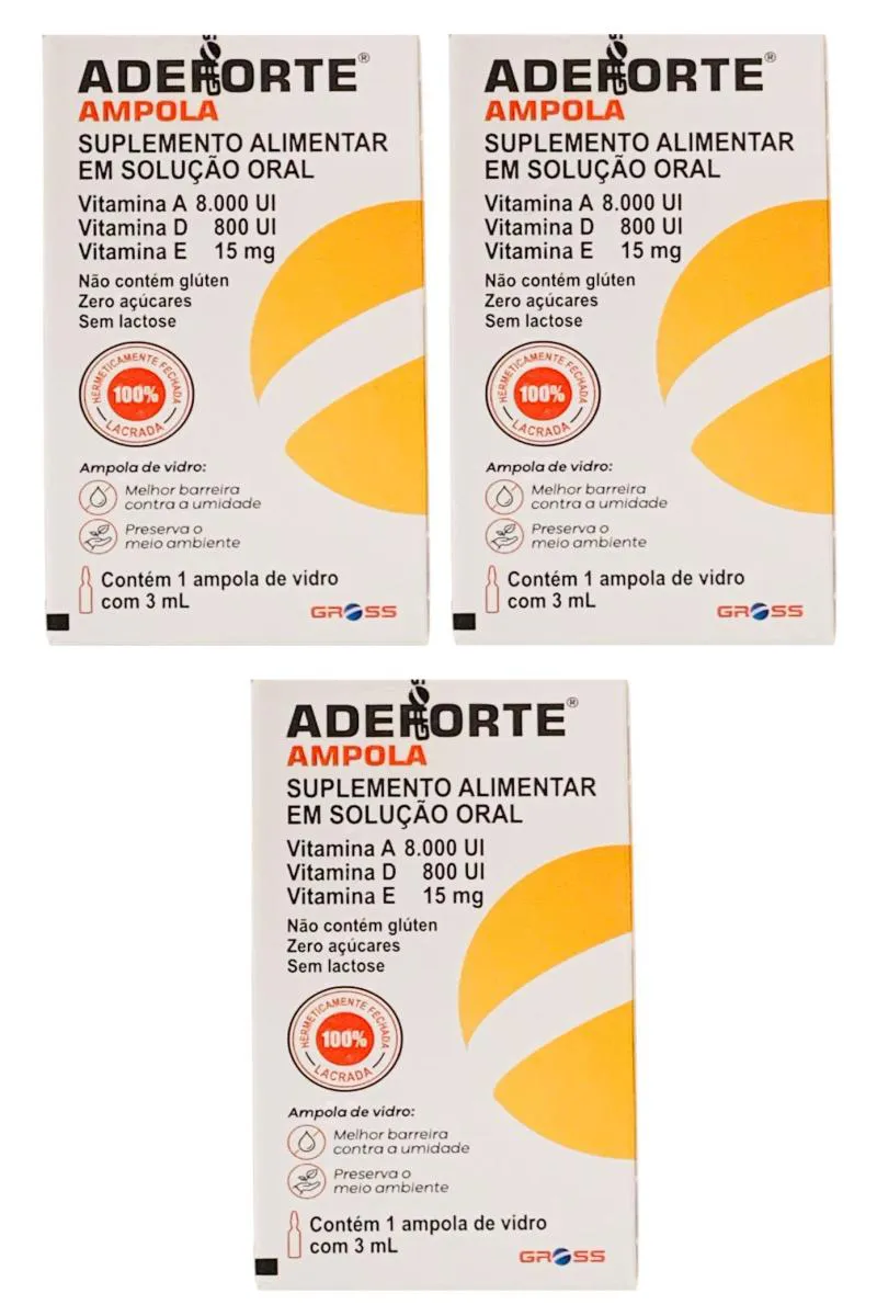 3 UN ADEFORTE SOLUçãO ORAL COM 1 AMPOLA DE 3ML ORIGINAL