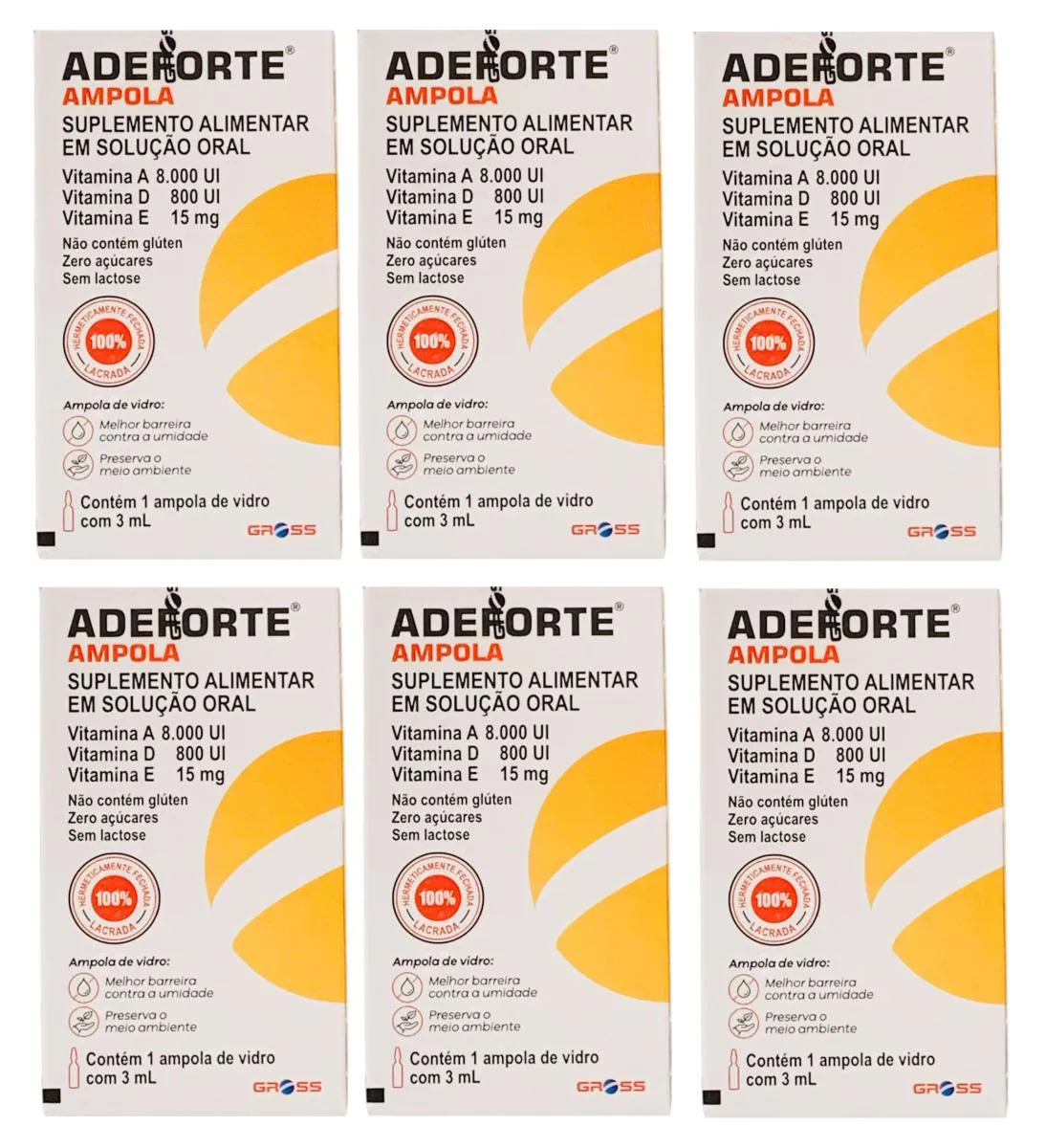 6 UN ADEFORTE SOLUçãO ORAL COM 1 AMPOLA DE 3ML ORIGINAL